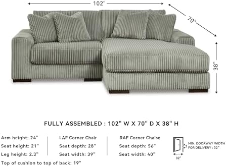 Signature Design by Ashley 99in Corduroy Sectional Sofa - Image 3