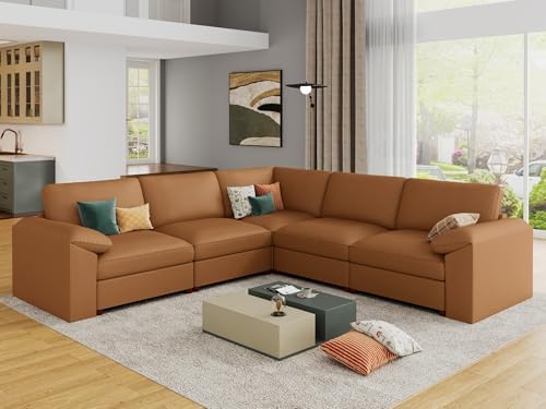 EASE MOOSE Modular Sectional Sofa, L Shaped Leather Sectional Couch by EASEMOOSE