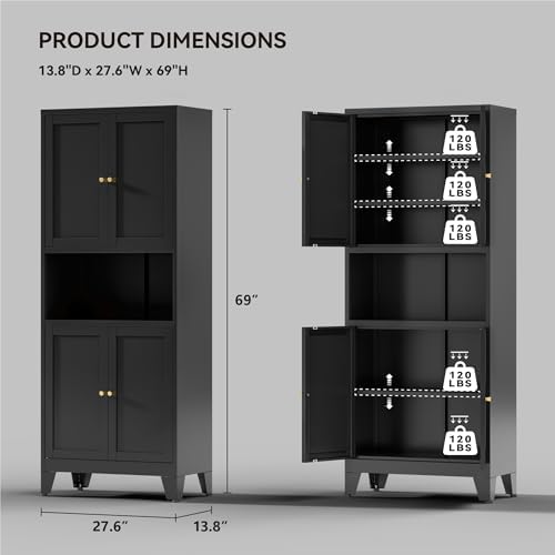 COFaR 69" Pantry Cabinet, Metal Storage Cabinet - Image 3