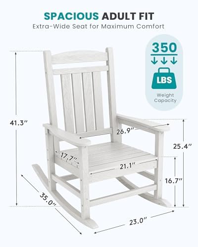 SERWALL Outdoor Rocking Chair Set of 2, Patio Rocking Chair - Image 3