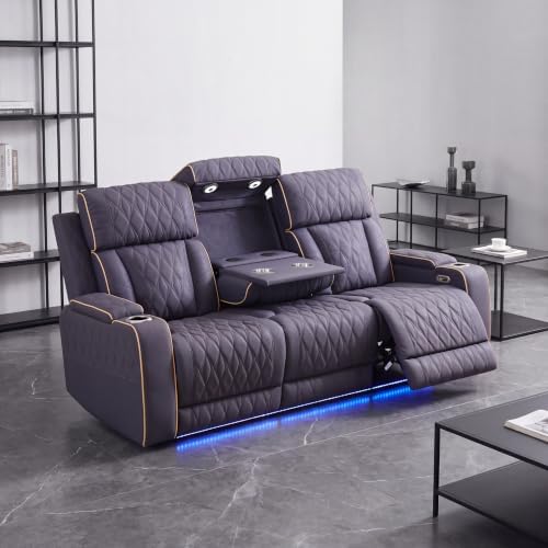 Leather Power Recliner Sofa Set by Unknown
