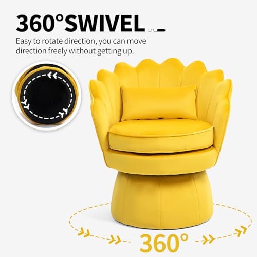 ZJhome 360° Swivel Accent Chairs Set of 2, Mid-Century Modern Velvet Barrel - Image 5