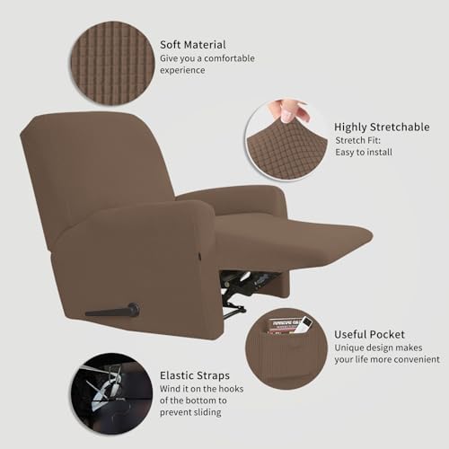 Easy-Going Stretch Recliner Chair Sofa Slipcover Washable Brown - Image 3
