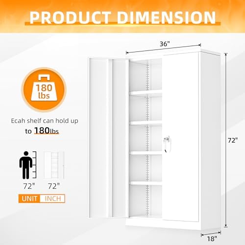 INTERGREAT Metal Storage Cabinet Doors, Tall Lockable Steel Cabinets - Image 3