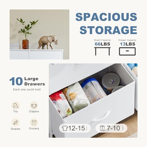 DUMOS 10 Drawer Dresser for Bedroom, Storage Organizer Chest of Drawers - Image 4
