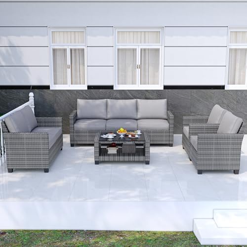 GAOMON 5-Piece Outdoor Patio Furniture Sets, 7 Seat PE Rattan Furniture - Image 3