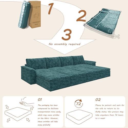 EASE MOOSE 147" Cloud Sofa Bed, Boneless Couches - Image 3