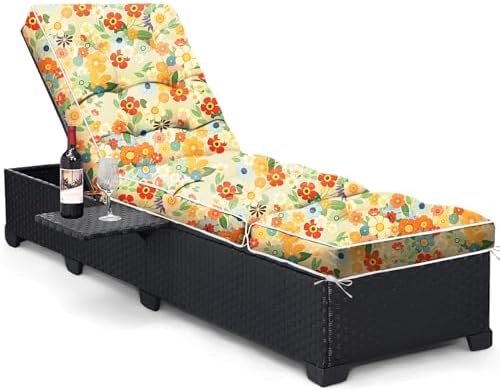 Outdoor Chaise Lounge Chair Cushion, Waterproof Non-Slip Patio Chaise Lounge by Tycdiose
