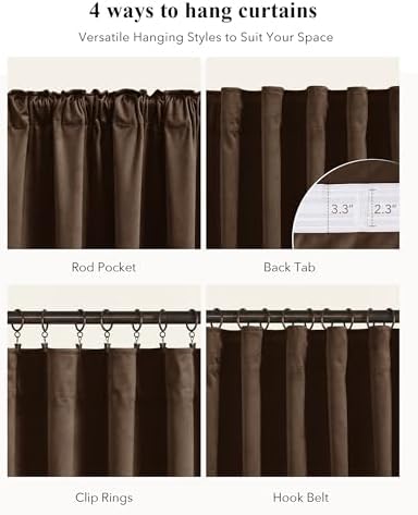 StangH Brown Velvet Curtains Blackout - Image 2