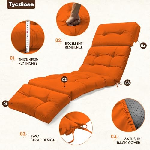 Outdoor Chaise Lounge Chair Cushions Waterproof 74.4 x 22 x 4.7 In - Image 5