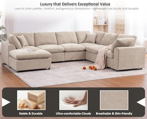Oversized Modular Sectional Sofa, 7 Seater Cloud Couch - Image 4