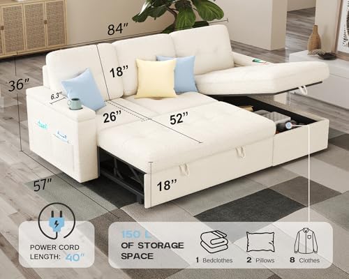 PaPaJet 84 Inch Sofa Bed, Sleeper Sofa - Image 3