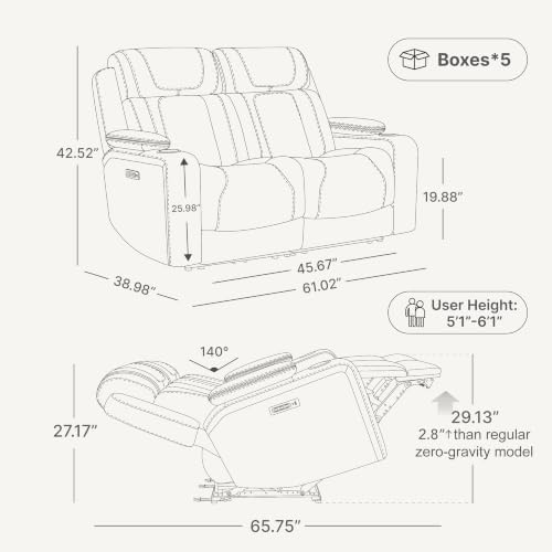 Watson & Whitely Reclining Sofa Loveseat W Power Lumbar, Saddle Brown - Image 3