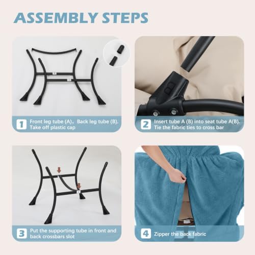 Lazy Chair with Folding Ottoman, Leisure Sofa Chair, Soft Fabric Armchair with - Image 6