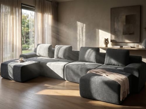 159" U Shaped Oversized Boneless Couch, Comfort Cloud Sectional Couches by VYUXWO