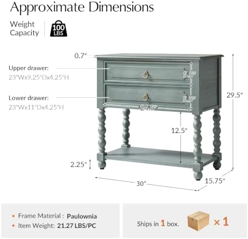 HULALA HOME Farmhouse Accent End Table - Image 2