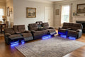 Power Recliner Sofa Set with LED Light, Corduroy & Leather Fabric Sofa and by COSYMOORFURNITURE