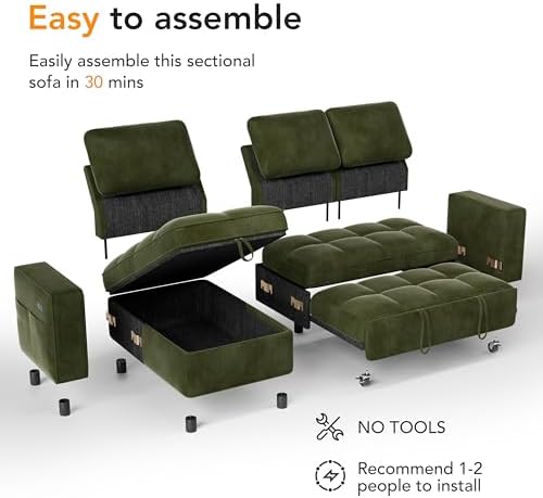 WEUP Modular Sectional Sleeper Sofa Bed, Pull Out Couch - Image 4