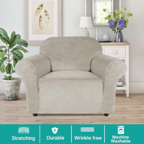 Turquoize Stretch Velvet Chair Cover Sofa Chair Covers - Image 2