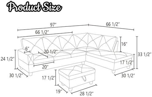 3-Piece L-Shaped Modular Leather Sofa – Convertible Sectional Couch - Image 2