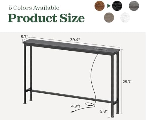 SUPERJARE 39.4 inch Narrow Behind Couch Table - Image 3