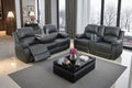 Manual Recliner Sofa Set for Living Room, Leather Reclining Sofa Sets, by COSYMOORFURNITURE