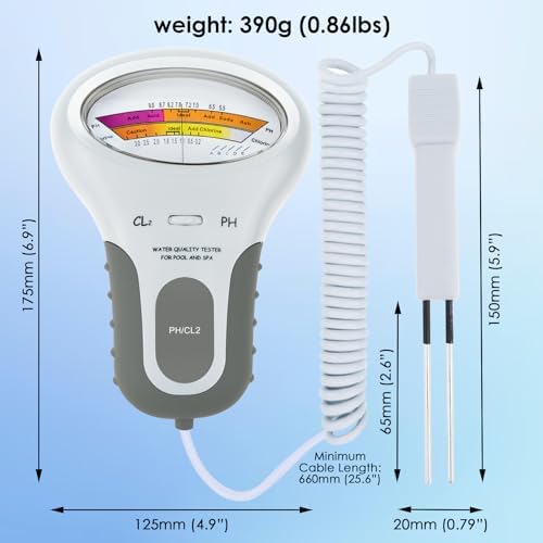 2 in 1 Chlorine & PH Meter, Dual Scale Water Quality Tester CL2 Level Meter - Image 6