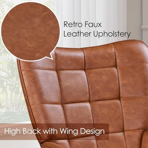 Yaheetech Faux Leather Living Room Accent Chairs, Retro Brown - Image 4