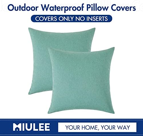 MIULEE Decorative Outdoor Pillow Covers Waterproof 16x16 Teal - Image 6