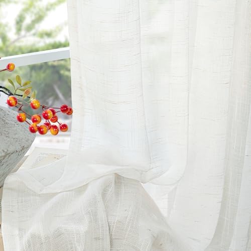 YoungsTex Linen Semi Sheer Curtains 54 Inch Length - Image 5