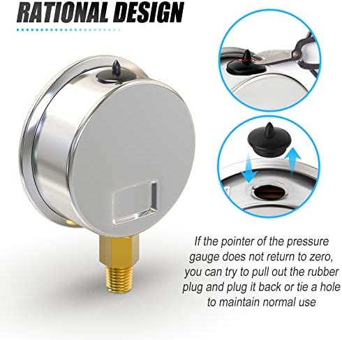 MEANLIN MEASURE -30inHG~0Psi Stainless Steel 1/8" NPT 2.5" FACE DIAL Vacuum - Image 6