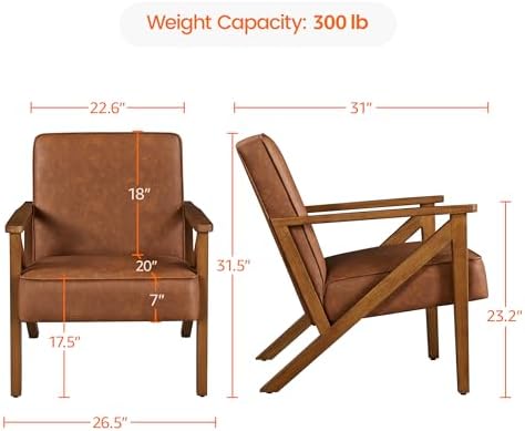 Yaheetech Mid-Century Accent Chairs Set of 2, Light Brown - Image 2