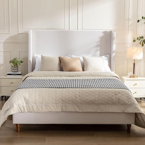 Queen Size Upholstered Bed Frame, Elegant Simplicity/Strong Wood Slats by Unknown
