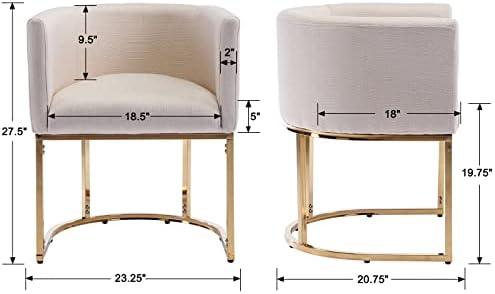 HNY Mid Century Modern Upholstered Barrel Dining Chairs - Image 2