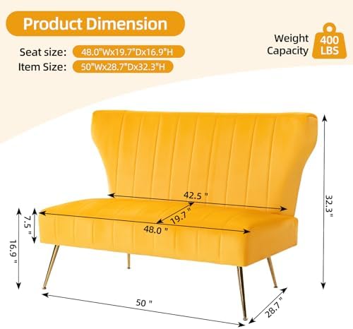 45’’ Velvet Modern Armless Loveseat - Image 2