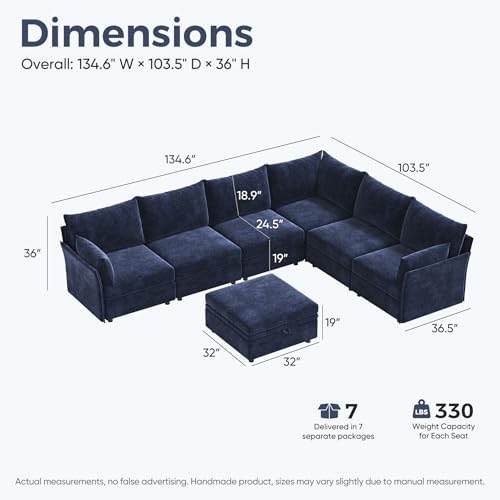 ABCASA 135.5" Oversized Modular Sectional Sofa, U Shaped Convertible Couch - Image 2
