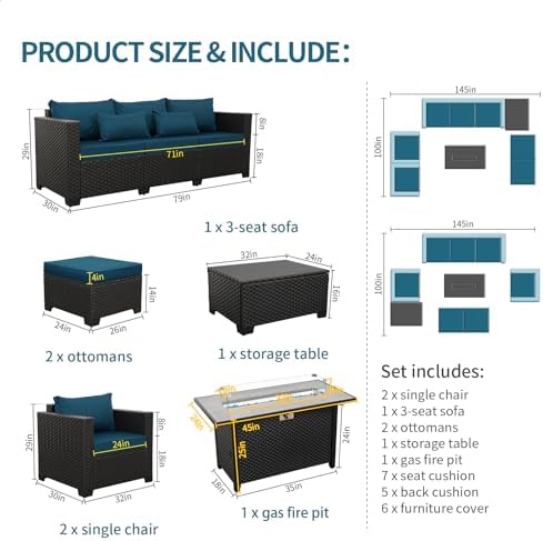 Outdoor Patio Furniture 60000 BTU Outdoor Propane Fire Pit Table Patio - Image 5