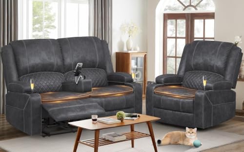 2+1 Seater Recliner Sofa Set, Loveseat Recliner Wall Hugger by SavortheHappyMoments