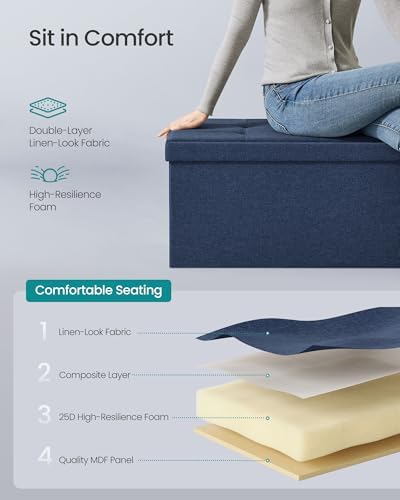 SONGMICS 43.3 Inches Folding Storage Ottoman Bench, Load 660 lb - Image 5