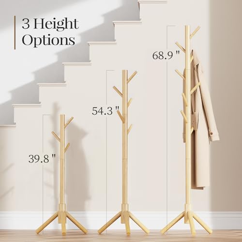 Pipishell Solid Wooden Coat Rack Freestanding - Image 3
