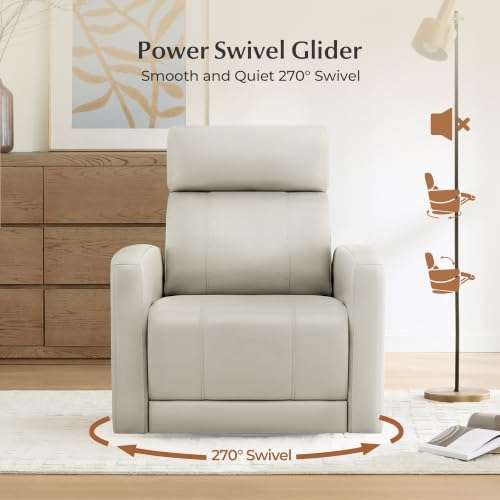 CHITA Genuine Leather Power Recliner Chair, Swivel Glider - Image 4