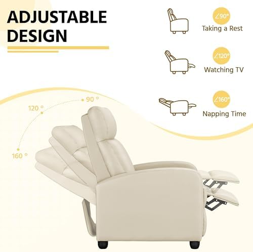 Yaheetech Recliner Chair with 3 Adjustable Angles Living Room Chairs Beige - Image 4