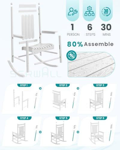SERWALL Comfortable Outdoor Rocking Chairs Set of 3 - Image 6