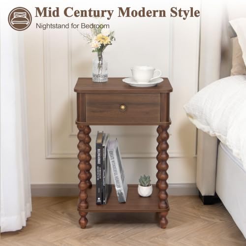 AWASEN Walnut Nightstand, Small End Table - Image 5