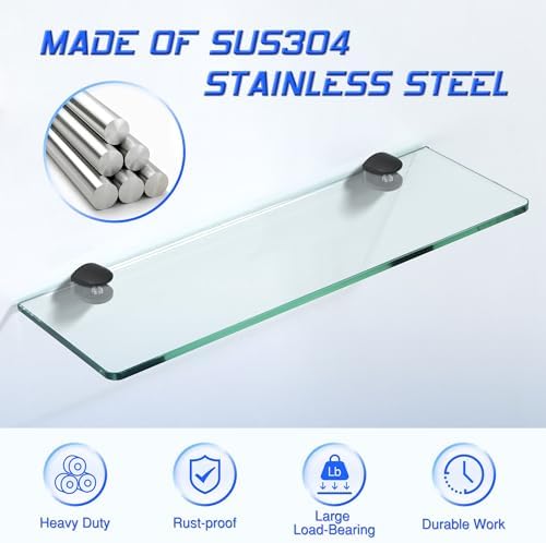 Alise Glass Shelf Brackets Black, Wall Clamps - Image 3