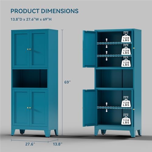 COFaR 69" Pantry Cabinet, Metal Storage Cabinet - Image 3