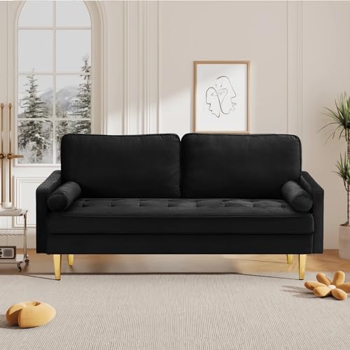 67" Velvet Loveseat Sofa Couch, Tufted Upholstered 2-Seater Couch by RXRRXY