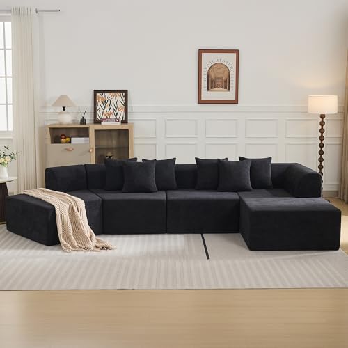 140''Oversized Cloud Velvet Curved Sectional Couch, Boneless Couch by WUTUTUEE