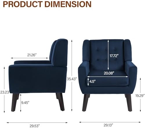 Accent Chair, Upholstered Armchair in Velvet, Royal Blue - Image 2