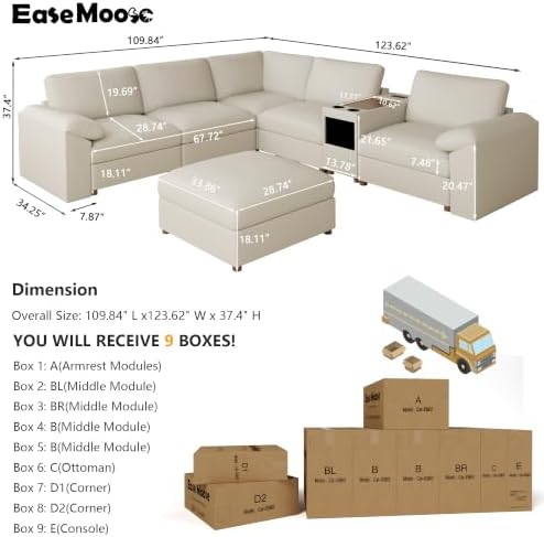 EASE MOOSE Oversized Modular Sectional Sofas, L Shaped Modular Couch - Image 2